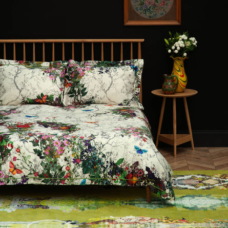 Timorous Beasties Bloomsbury Garden Dove Duvet Covers and Pillowcase Bedding