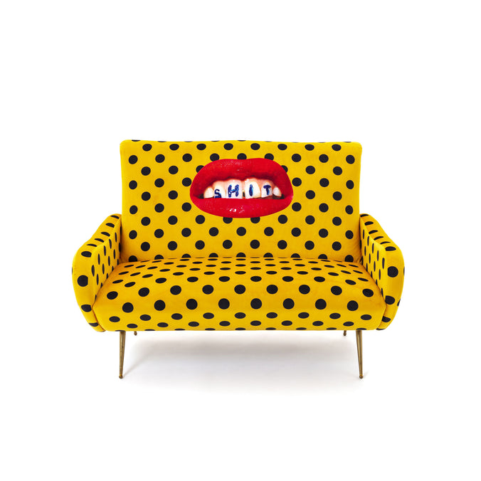Seletti Wears Toiletpaper Upholstered Two Seater Wooden Sofa 122x86cm h42/86cm, Shit 