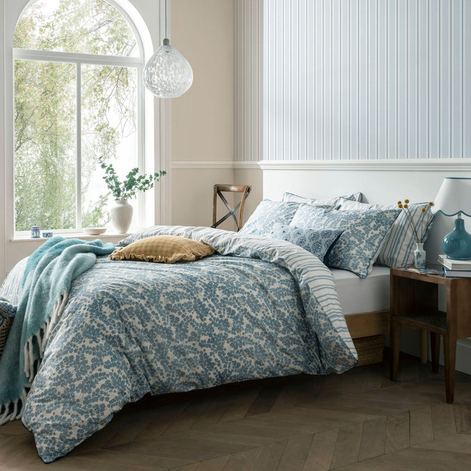 Cariad Spray Duvet Cover and Pillowcases in Newport Blue by Laura Ashley