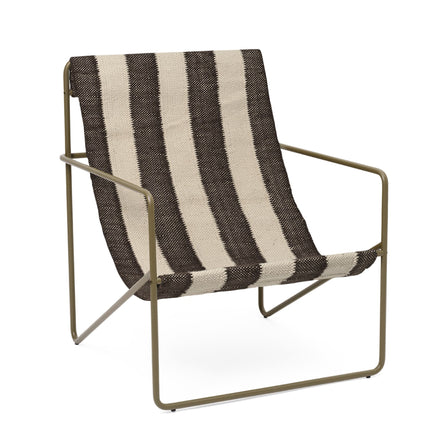 ferm LIVING Desert Lounge Chair - Olive/Off-white/Chocolate
