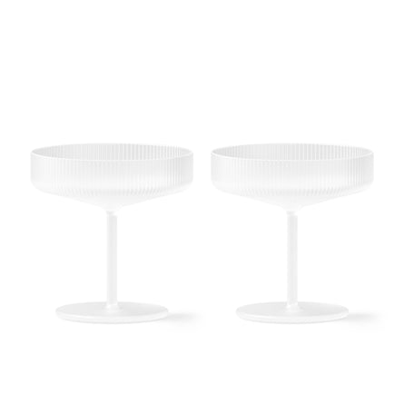 ferm LIVING Ripple Champagne Saucers, Set of 2, Frosted