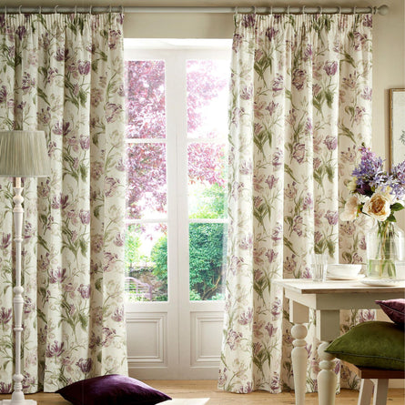 Gosford Lined Pencil Pleat Curtains in Grape by Laura Ashley