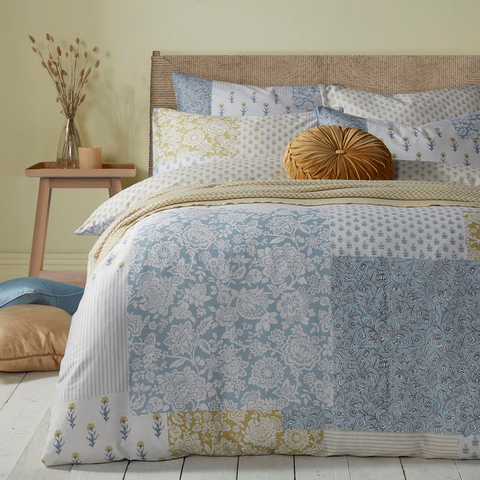 Laurissa Patchwork Duvet Cover and Pillowcases in Pale Seaspray by Laura Ashley