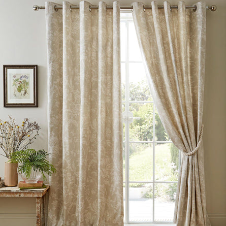 Lloyd Lined Eyelet Curtains in Dove Grey by Laura Ashley