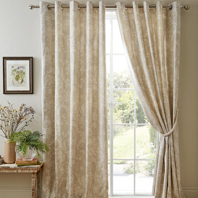 Lloyd Lined Eyelet Curtains in Dove Grey by Laura Ashley