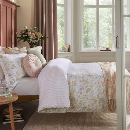 Orisia Peony Duvet Cover and Pillowcases in Pale Sage Green by Laura Ashley