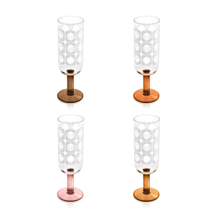 Atomic Flower Set of 4 Brown Shades Champagne Glasses by Orla Kiely