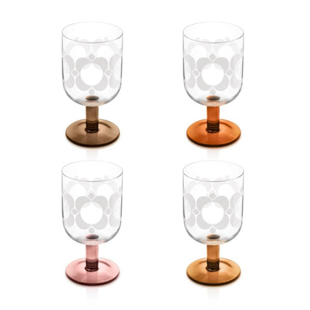 Atomic Flower Set of 4 Brown Shades Wine Glasses by Orla Kiely
