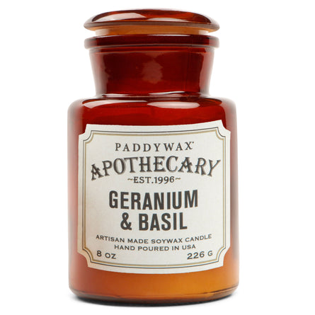 Paddywax Apothecary 226g Glass Jar Candle, Geranium & Basil