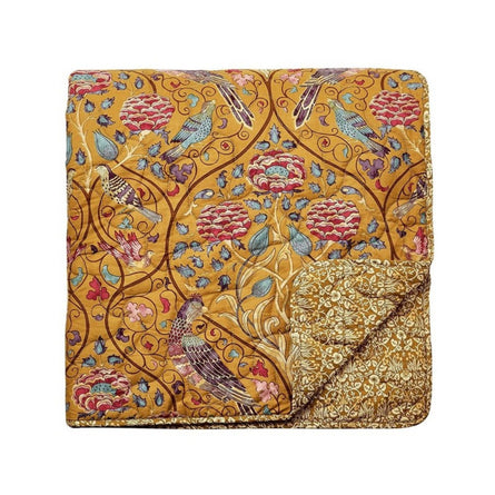 William Morris Seasons By May Quilted Throw 265x260cm in Saffron