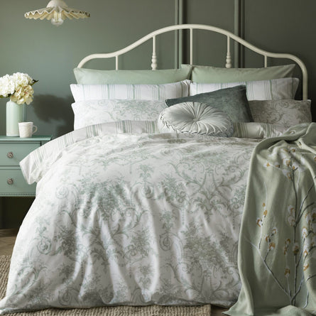 Tuileries Duvet Cover and Pillowcases in Sage by Laura Ashley
