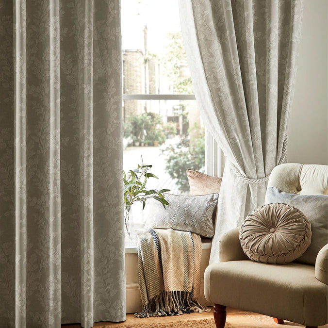 Waxham Lined Eyelet Curtains in Dove Grey by Laura Ashley