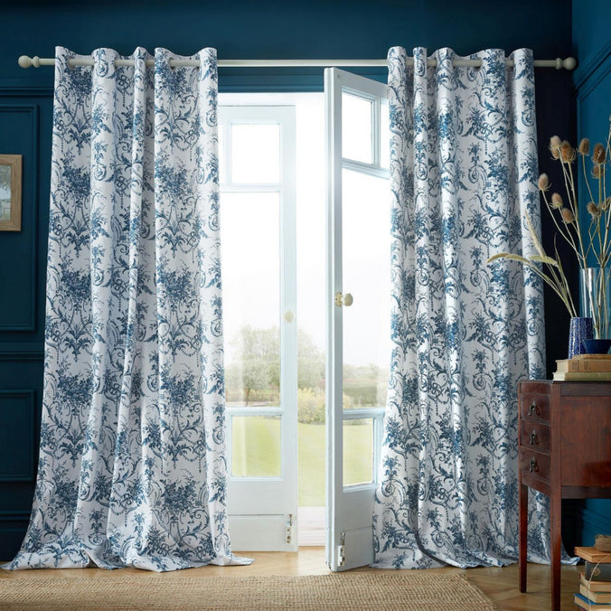 Laura Ashley Tuileries Midnight Lined Eyelet Curtains