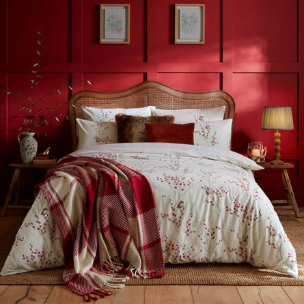 Laura Ashley Winter Pussy Willow Cranberry Red Bedding