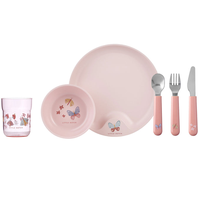 Mepal x Little Dutch Children's Dinnerware Set Mio, 6pcs, Flowers & Butterflies