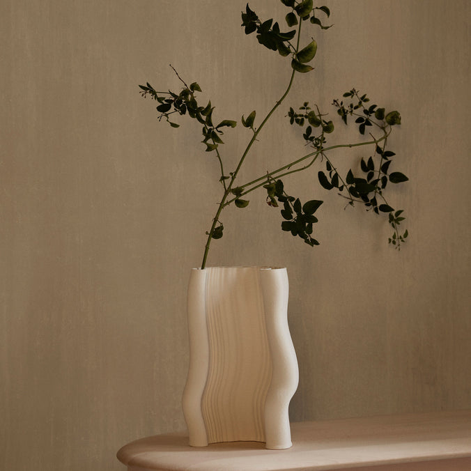 ferm LIVING Moire Vase in Off-White, H30cm