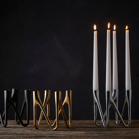 Morsø ROOTS Candlestick, 4 Candles, Chrome