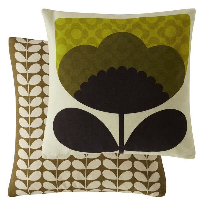 Orla Kiely Spring Bloom Feather Filled Cushion, 45x45cm, Seagrass