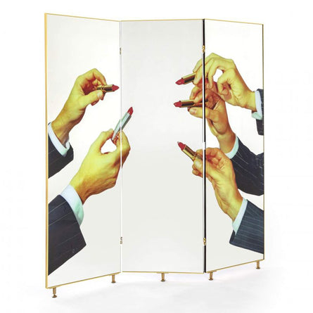 Seletti Wears Toiletpaper Mirrored Folding Screen, Lipsticks Black H69cm