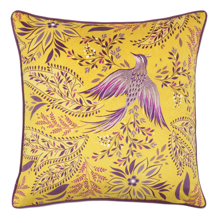 Sara Miller Bird of Paradise Saffron Feather filled Cushion, 50x50cm