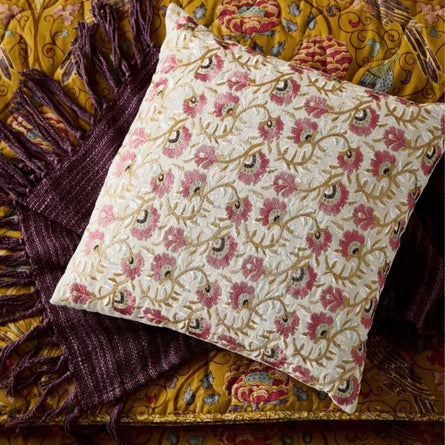 Morris & Co Seasons By May Feather Filled Embroidered Cushion, 45x45cm, Linen