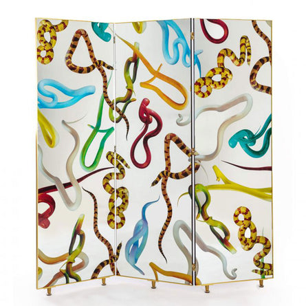 Seletti Wears Toiletpaper Mirrored Folding Screen, Snakes H69cm