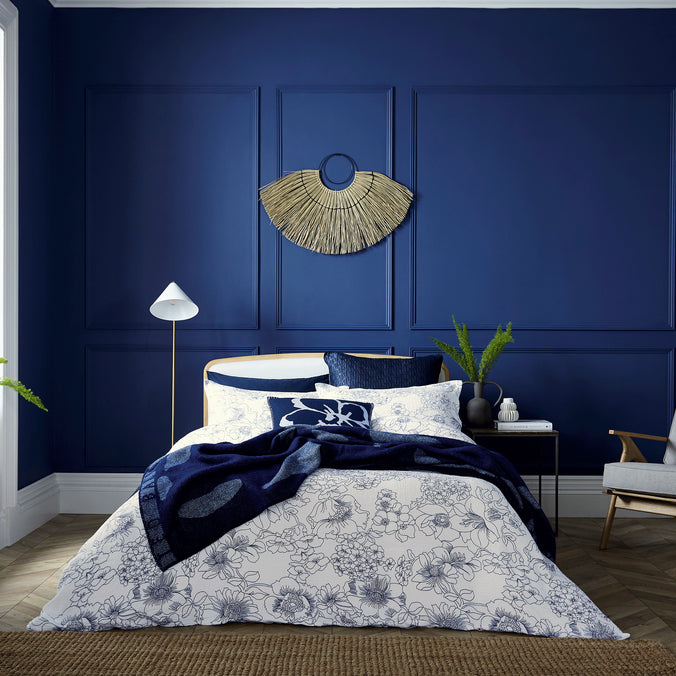 Ted Baker Linear Floral Blue Bedding
