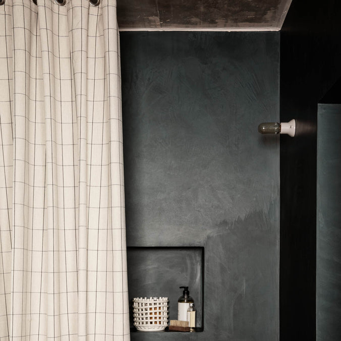 ferm LIVING Chambray Grid Shower Curtain, Sand