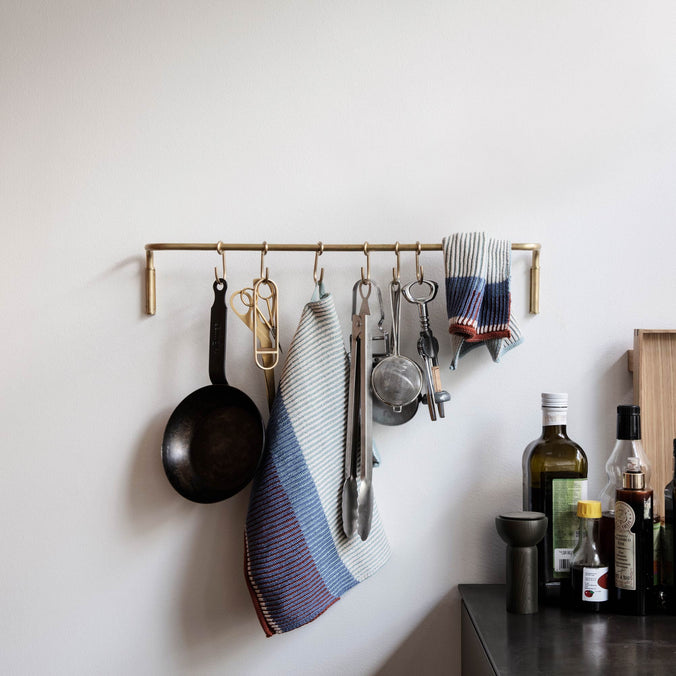 Ferm Living Kitchen Rod with 6 Hooks, Brass
