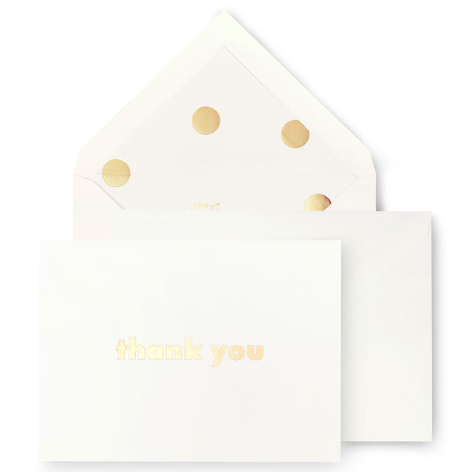 Kate Spade Thank You Notecard Set, Gold Dot with Script
