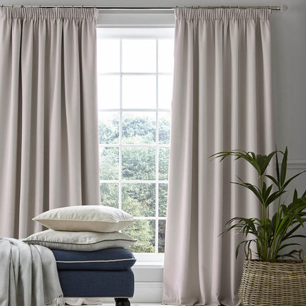 Stephanie Blackout Lined Header Tape Curtains in Dove Grey by Laura Ashley