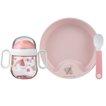 Mepal x Little Dutch 3 Piece Dinnerware Set for Babies, Flowers & Butterflies