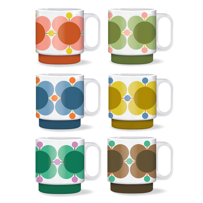 Orla Kiely Atomic Flower Stackable Mugs, Set of 6