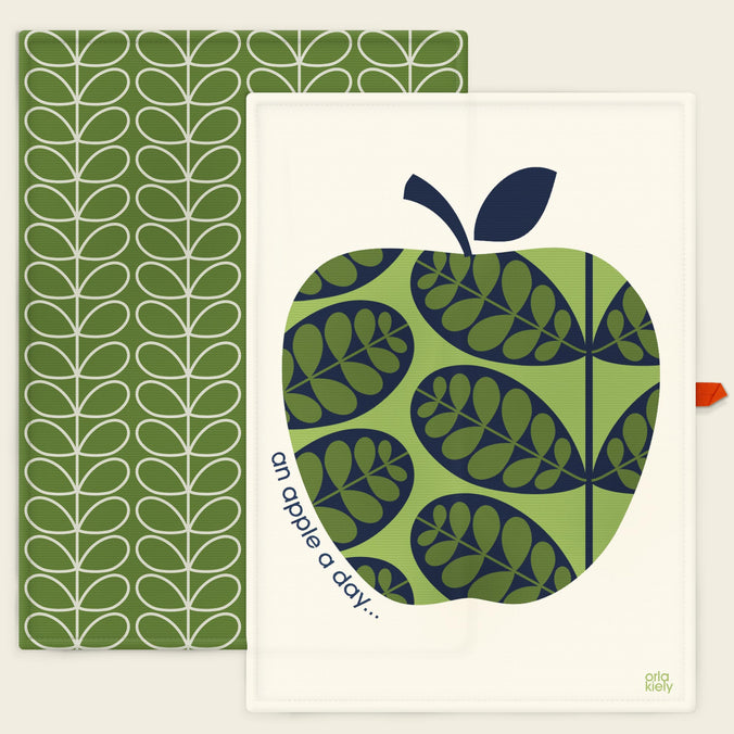 Orla Kiely Linear Stem Apple a Day Tea Towels, Set of 2
