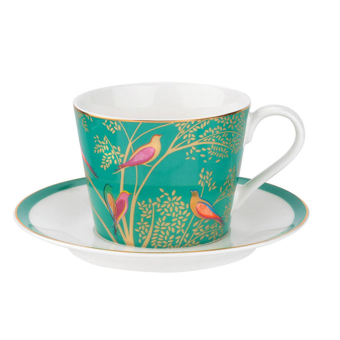 Sara Miller Chelsea Collection Green Birds Tea Cup & Saucer - Green 0.20L