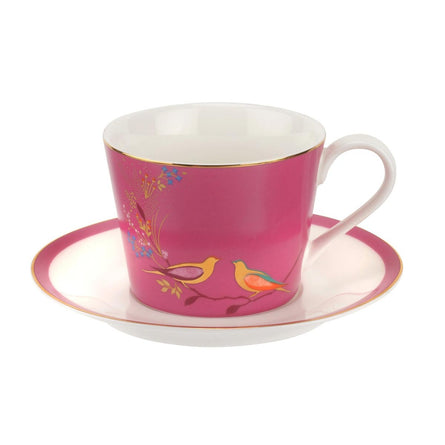 Sara Miller Chelsea Collection Pink Bird Tea Cup & Saucer - Pink 0.20L