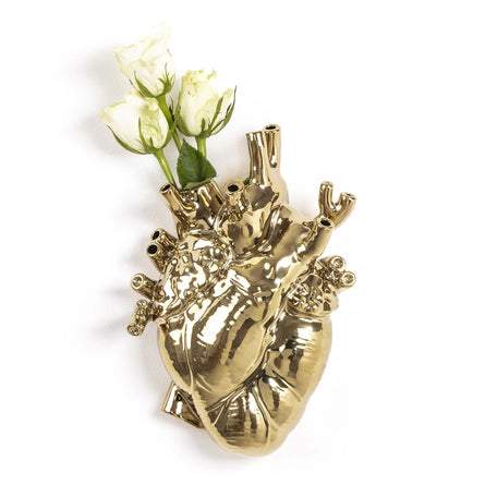 Seletti Love in Bloom Gold, Porcelain Heart Vase