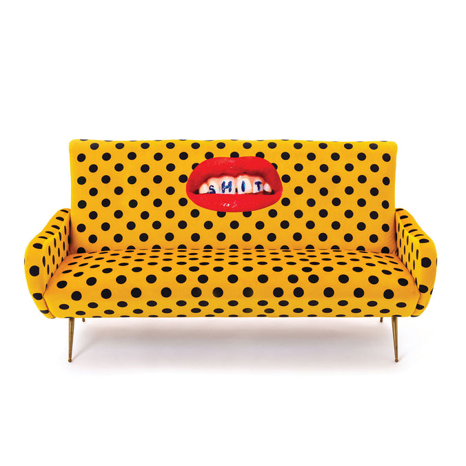 Seletti Wears Toiletpaper Upholstered Three Seater Wooden Sofa 178x86cm h42/86cm, Shit