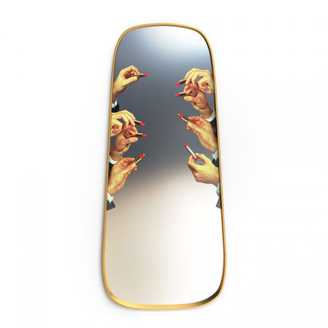 Seletti Wears Toiletpaper Mirror with Wooden Frame 62xh140cm, Lipsticks 