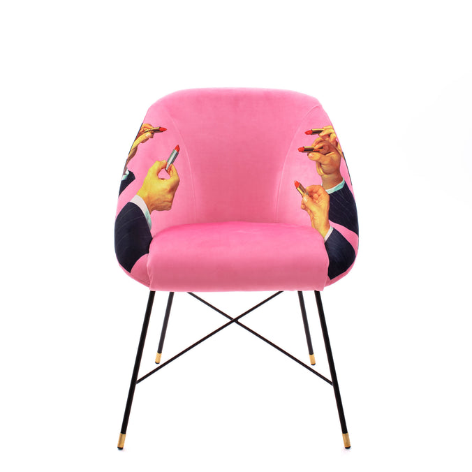 Seletti Wears Toiletpaper Padded Chair 60x50cm h72cm, Pink Lipsticks  