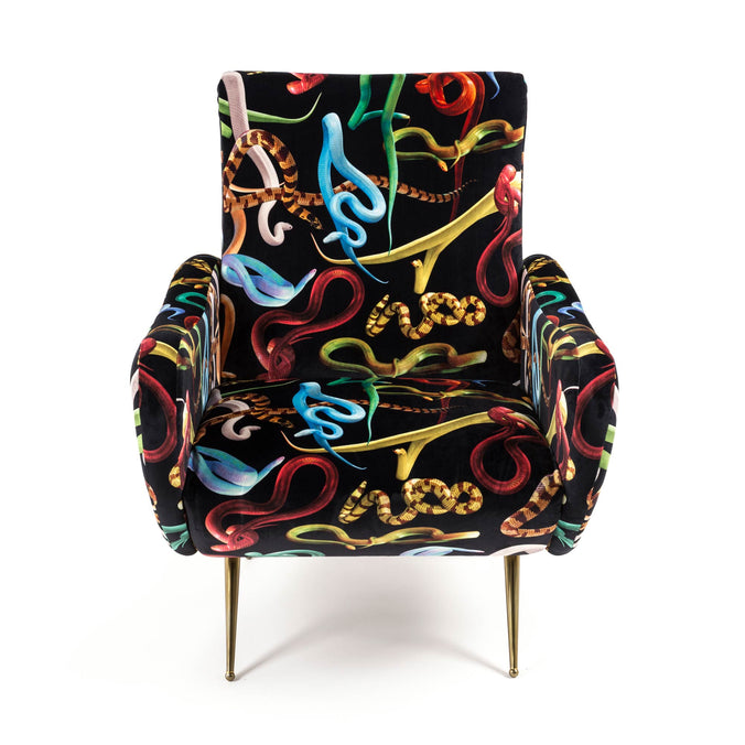 Seletti Wears Toiletpaper Upholstered Wooden Armchair 70x79cm h86cm,  Snakes  