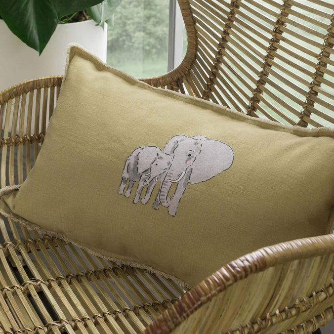 Sophie Allport ZSL Elephant Mustard Cushion, 30x50cm